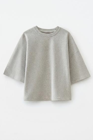 SHORT SLEEVE COTTON T-SHIRT - Grey by Zara - Image 4