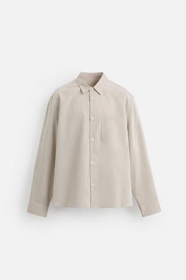 TEXTURED SHIRT WITH POCKET - striped by Zara