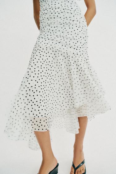 MIDI DRESS WITH DOTS - Black / White by Zara - Image 1
