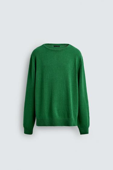 LINEN-COTTON SWEATER - Green by Zara - Image 0