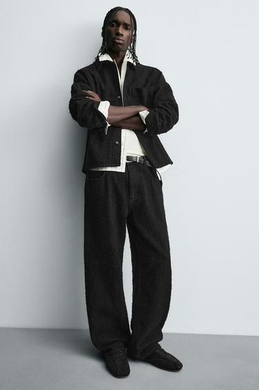 RELAXED FIT JEANS TEXTURE - Black by Zara - Image 4
