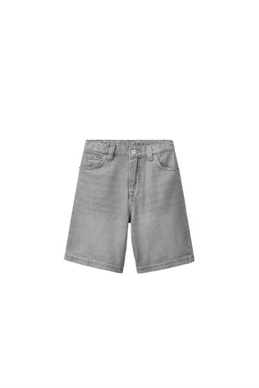 RELAXED BAGGY DENIM BERMUDA - grå fra Zara