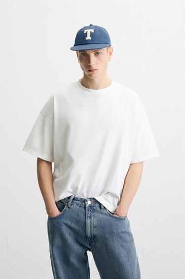 CAMISETA BÁSICA BOXY FIT - Blanco roto de Zara