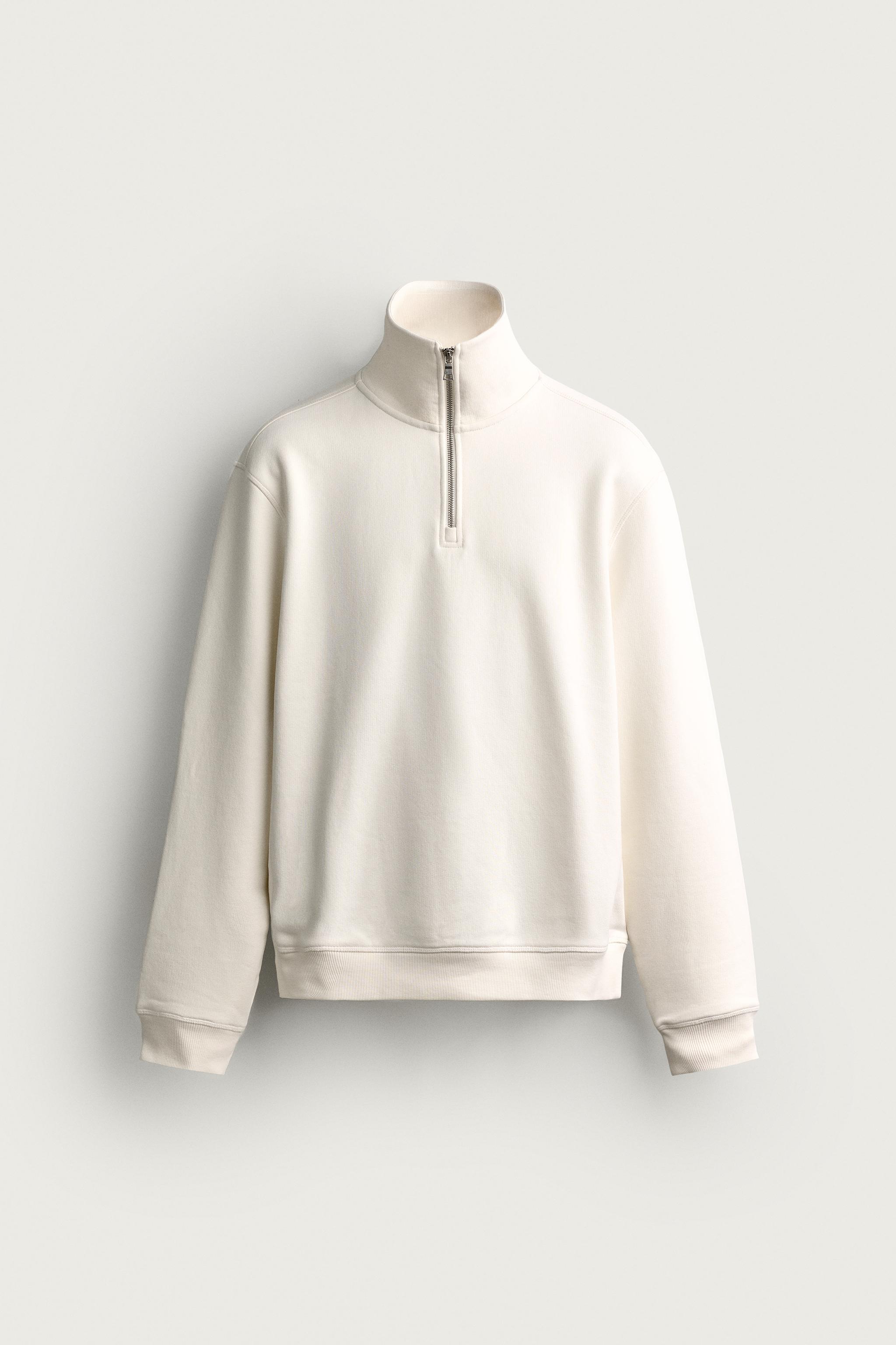 Zara FERMUARLI DİK YAKA REGULAR FIT SWEATSHIRT görsel 3