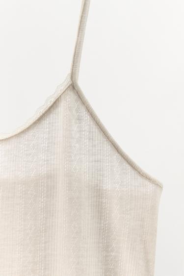 POINTELLE STRAPPY TOP - Oyster-white by Zara - Image 6