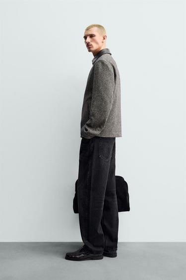 BLOUSON STRUCTURÉ BIMATIÈRE CUIR ORIGINS - Marron / Écru de Zara - Image 3