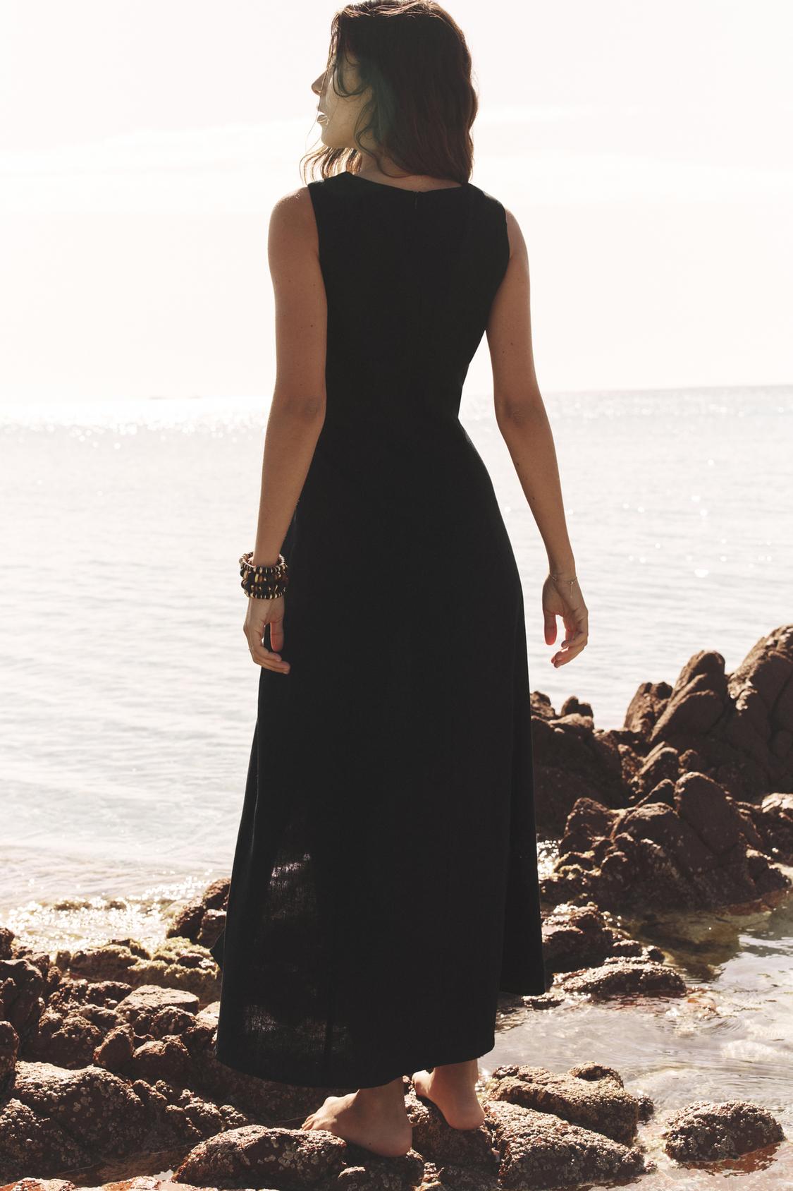 LINEN MIDI DRESS