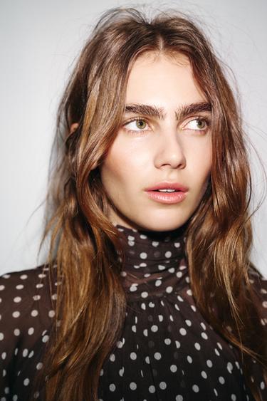 POLKA DOT BLOUSE WITH BOW - brown/white by Zara - Image 3