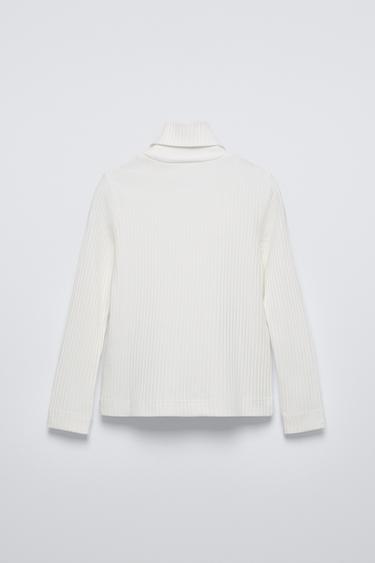 PULL RIB COL ROULÉ - Blanc de Zara - Image 1