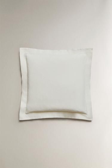PIQUÉ CUSHION COVER WITH HEMSTITCHING - Oyster-white by Zara