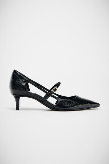 HEELED SHOES WITH EMBOSSED DETAIL AND SIDE VENTS - Black by Zara