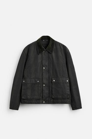 CHECK JACKET WITH CONTRAST COLLAR - Black by Zara