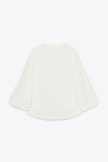 FLOWING CREPE BLOUSE - Ecru by Zara - Image 5