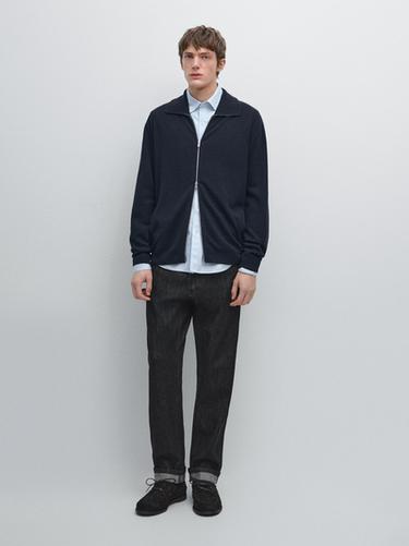 Zara Zip-up high neck cardigan - Navy blue - Image 0