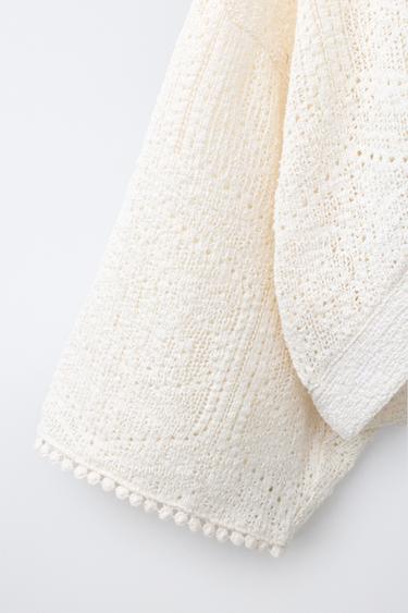 SHORT CUTWORK KAFTAN - Ecru by Zara - Image 3