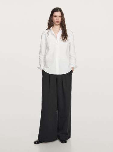 Zara Poplin shirt with hidden buttons - White