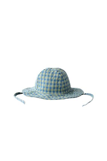 GORRO CUADRO VICHY - Azul / Verde de Zara