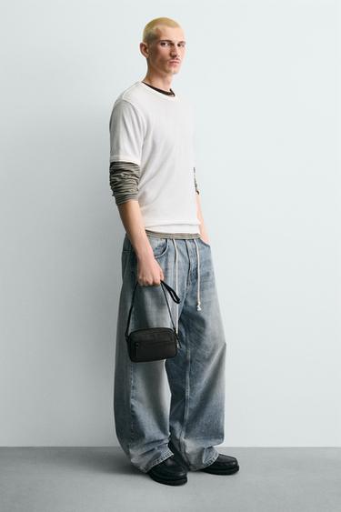 RUBBERISED TEXTURED CROSSBODY BAG - Black by Zara - Image 0