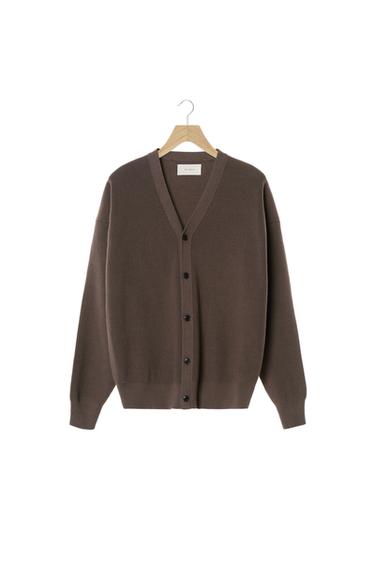 STRUCTURED COTTON CARDIGAN - Brown by Zara
