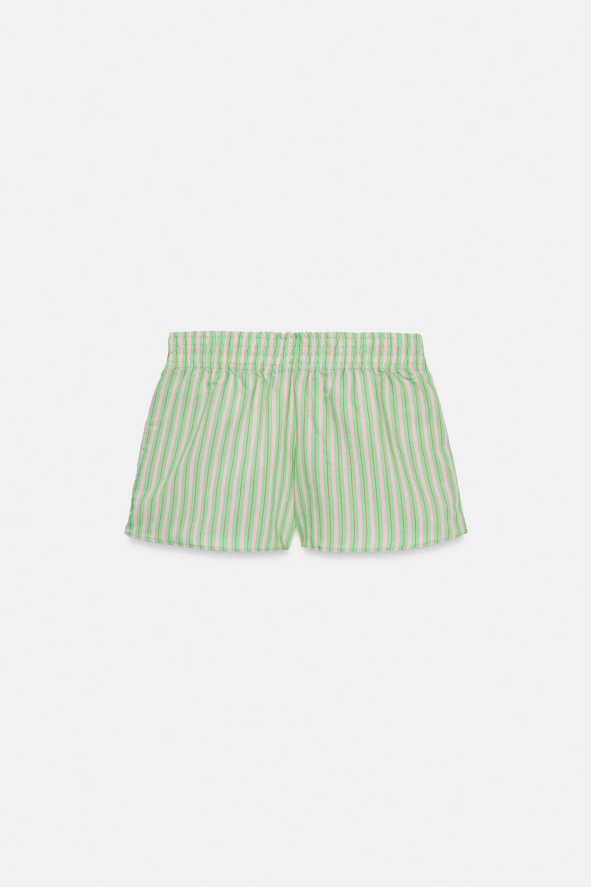 Женские шорты Zara STRIPED POPLIN SHORTS — фото 6