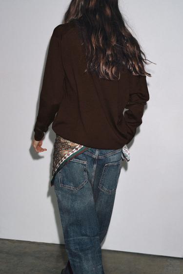 ZW COLLECTION BAGGY JEANS WITH SCARF DETAIL LOW-RISE - Blue by Zara - Image 3