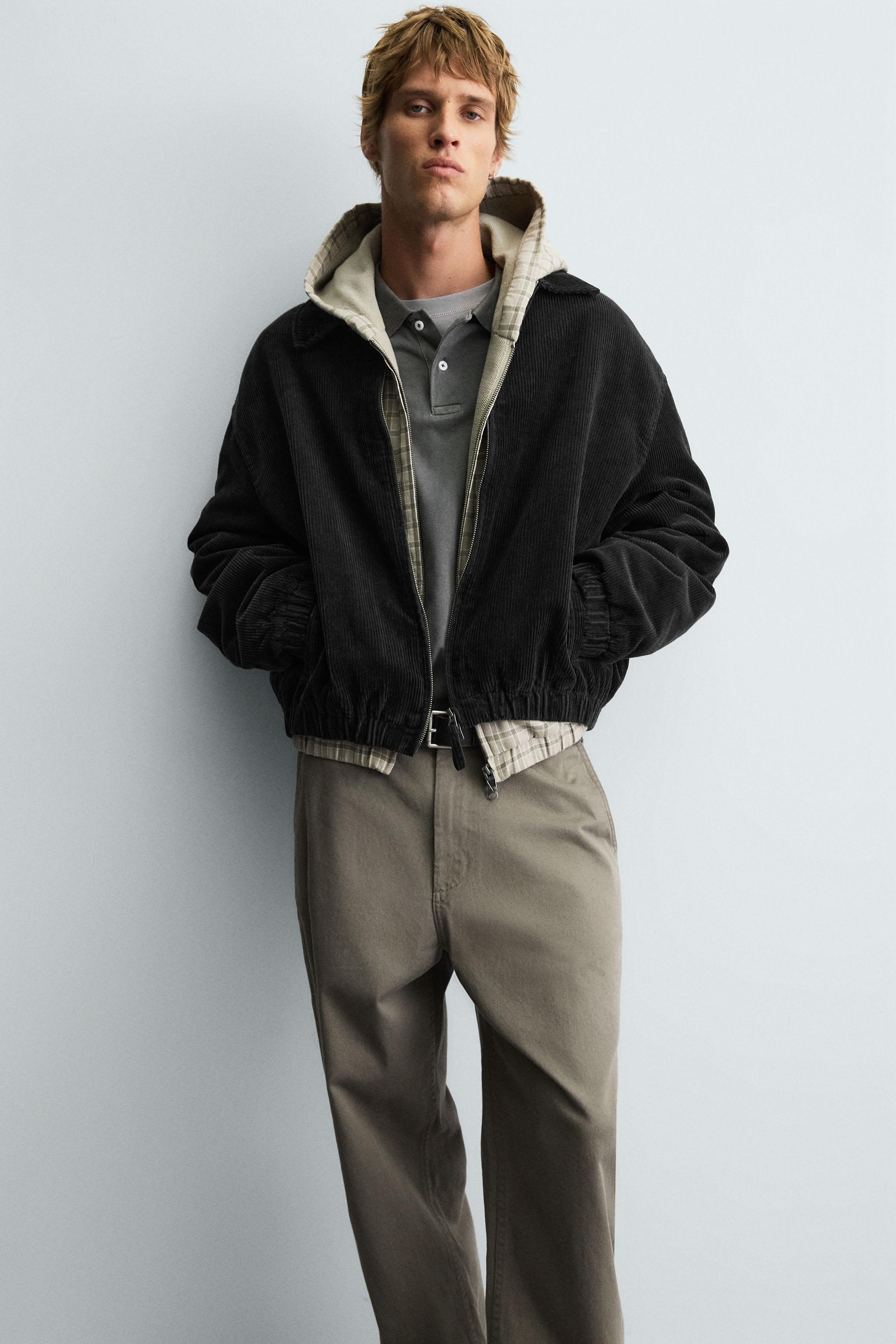 RELAXED FIT CORDUROY JACKET - Black | ZARA New Zealand