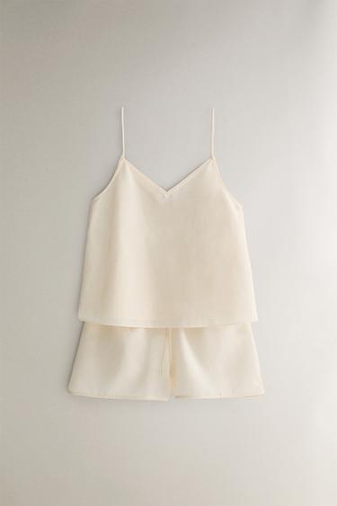 SHORT SOIE COTON - Écru de Zara - Image 4