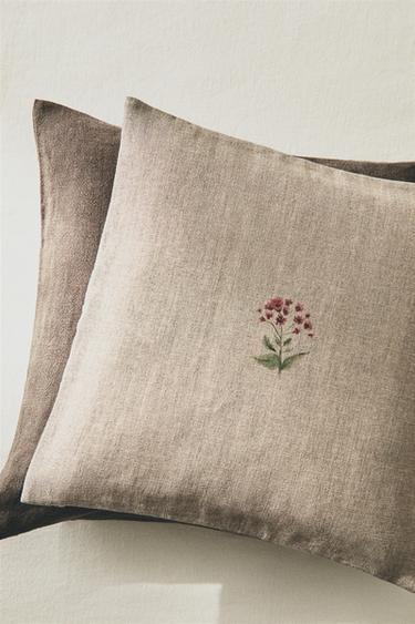 FLORAL LINEN CUSHION COVER - Light beige by Zara - Image 5