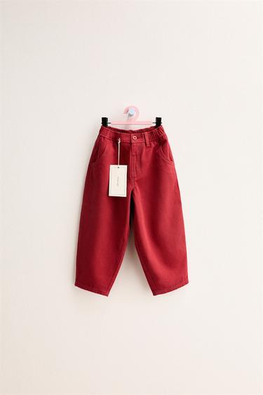 Zara ZARA TIMELESS - 氣球型斜紋長褲 - 紅色
