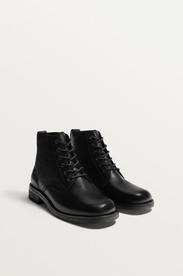 BOTA CORDONES PIEL LIMITED EDITION - Negro de Zara