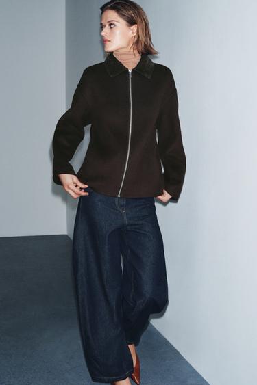 ZW COLLECTION WOOL BLEND JACKET - Brown by Zara