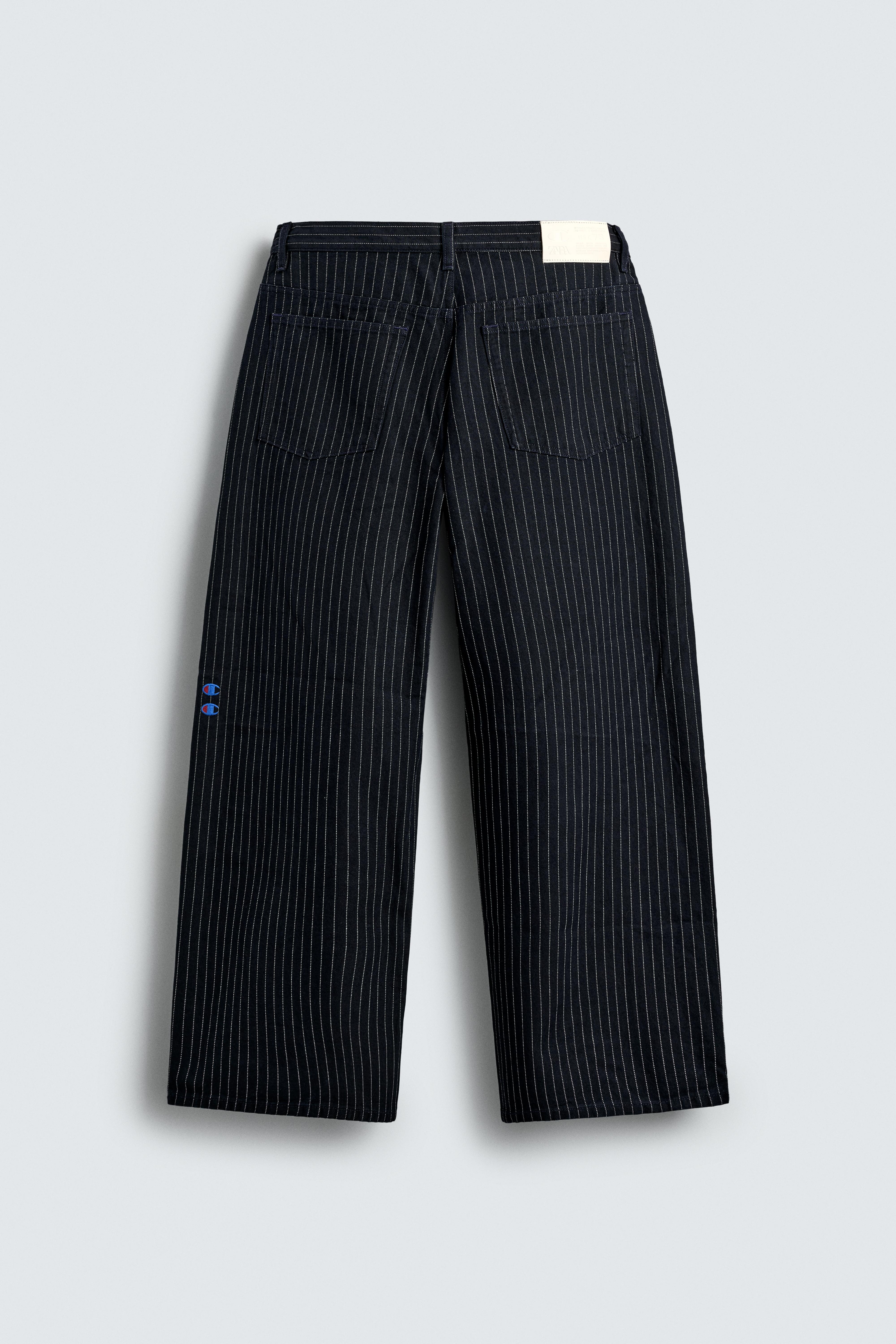 CHAMPION ® X ZARA ストライプ バギーフィットジーンズ 44 CHAMPION ® X ZARA STRIPED BAGGY FIT JEANS - Blue | ZARA