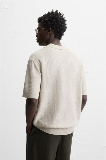 TEXTURED KNIT POLO SHIRT - Beige by Zara - Image 2