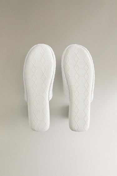 DOTTED MESH FABRIC SLIPPERS WITH SATEEN DETAIL - White by Zara - Image 6