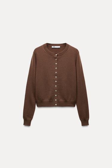 PLAIN 100% CASHMERE CARDIGAN - Toffee by Zara - Image 0