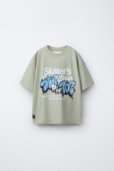 CAMISETA GAFRFITI SKATE - Khaki claro de Zara