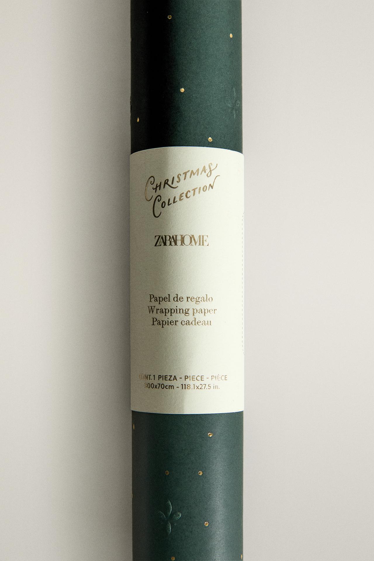 CHRISTMAS POLKA DOT AND STAR GIFT WRAP — Green