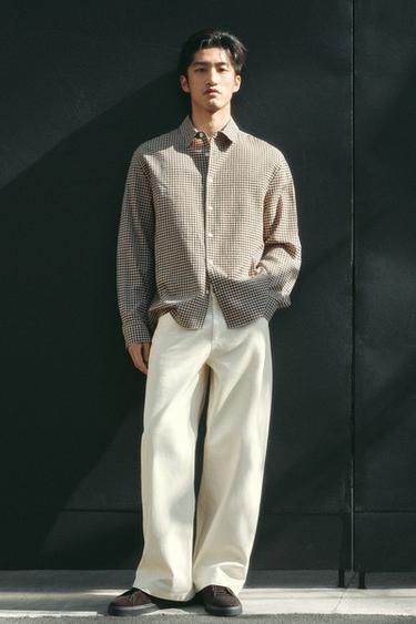 TEXTURED CHECK SHIRT - Brown by Zara