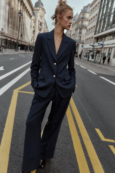 PINSTRIPED TROUSERS WITH BELT - striped by Zara