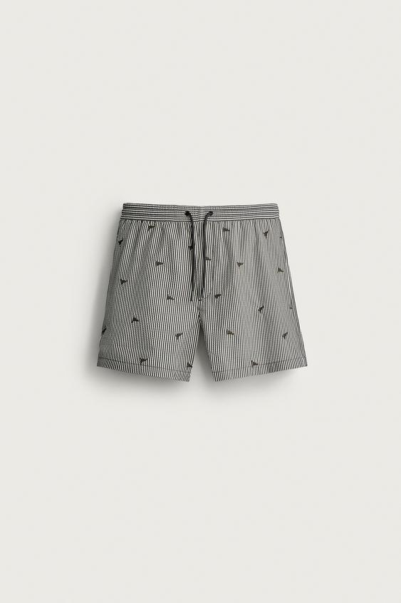 EMBROIDERED SEERSUCKER SWIMWEAR - Black by Zara - Image 0
