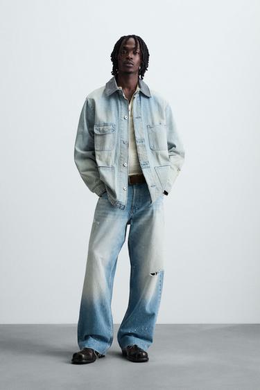 VINTAGE WASHED DENIM OVERSHIRT - Light blue by Zara - Image 0