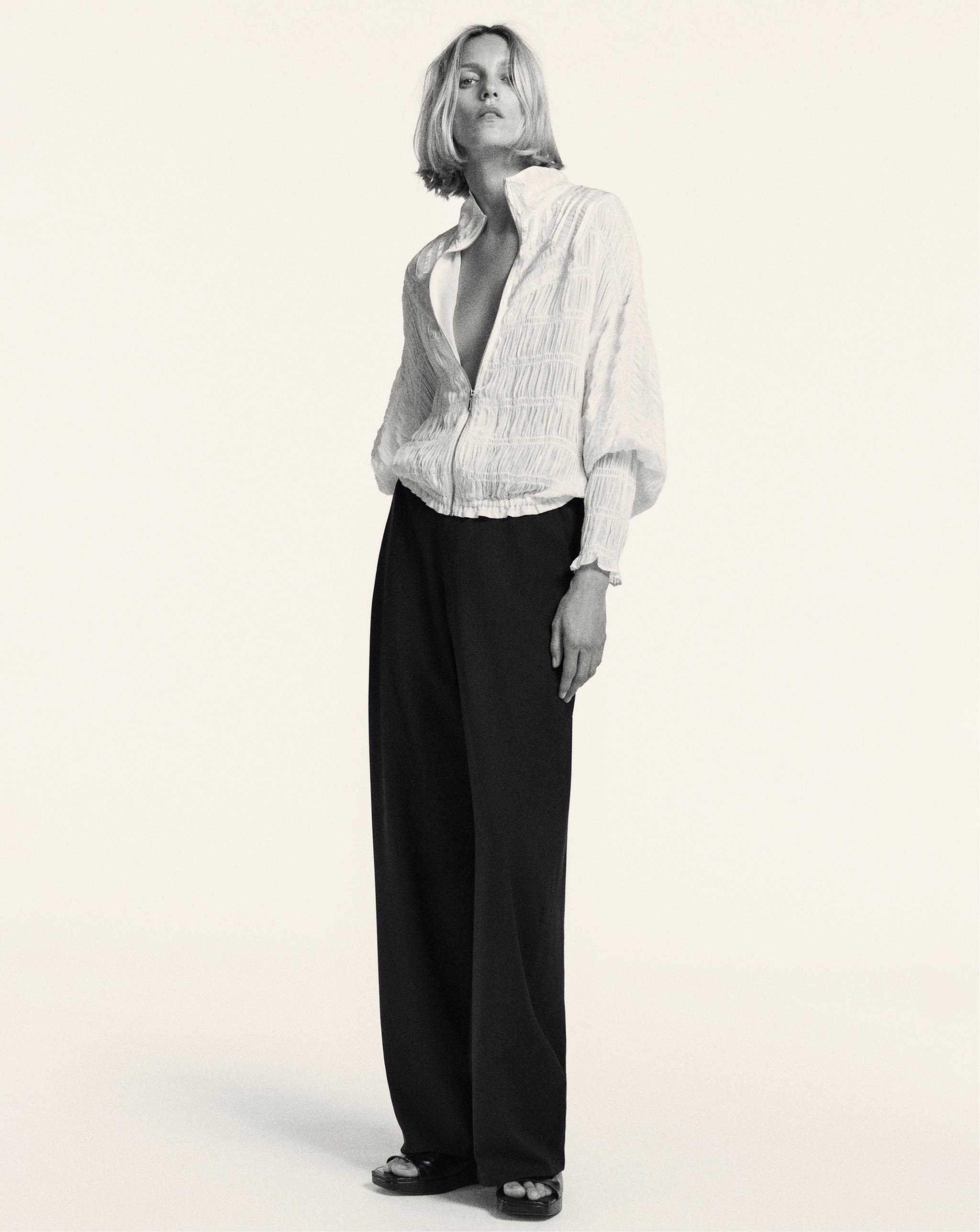 ZW COLLECTION GATHERED BOMBER JACKET — Ecru