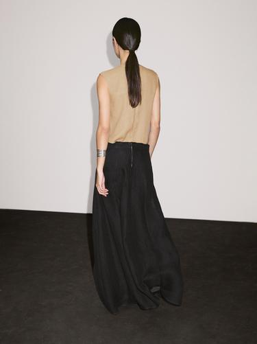 Zara Contrast long dress with side slits - Black