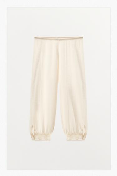 FINE KNIT TROUSERS WITH LACE - Ecru by Zara