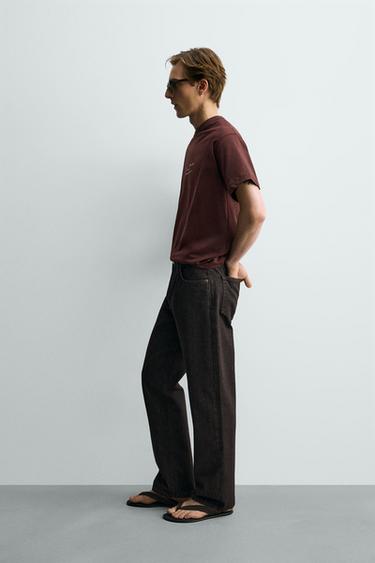 RELAXED FIT GRAPHIC T-SHIRT - Burgundy by Zara - Image 3
