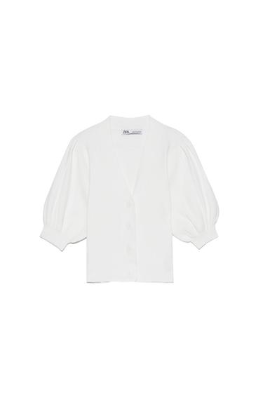 PUFF SLEEVE KNIT TOP