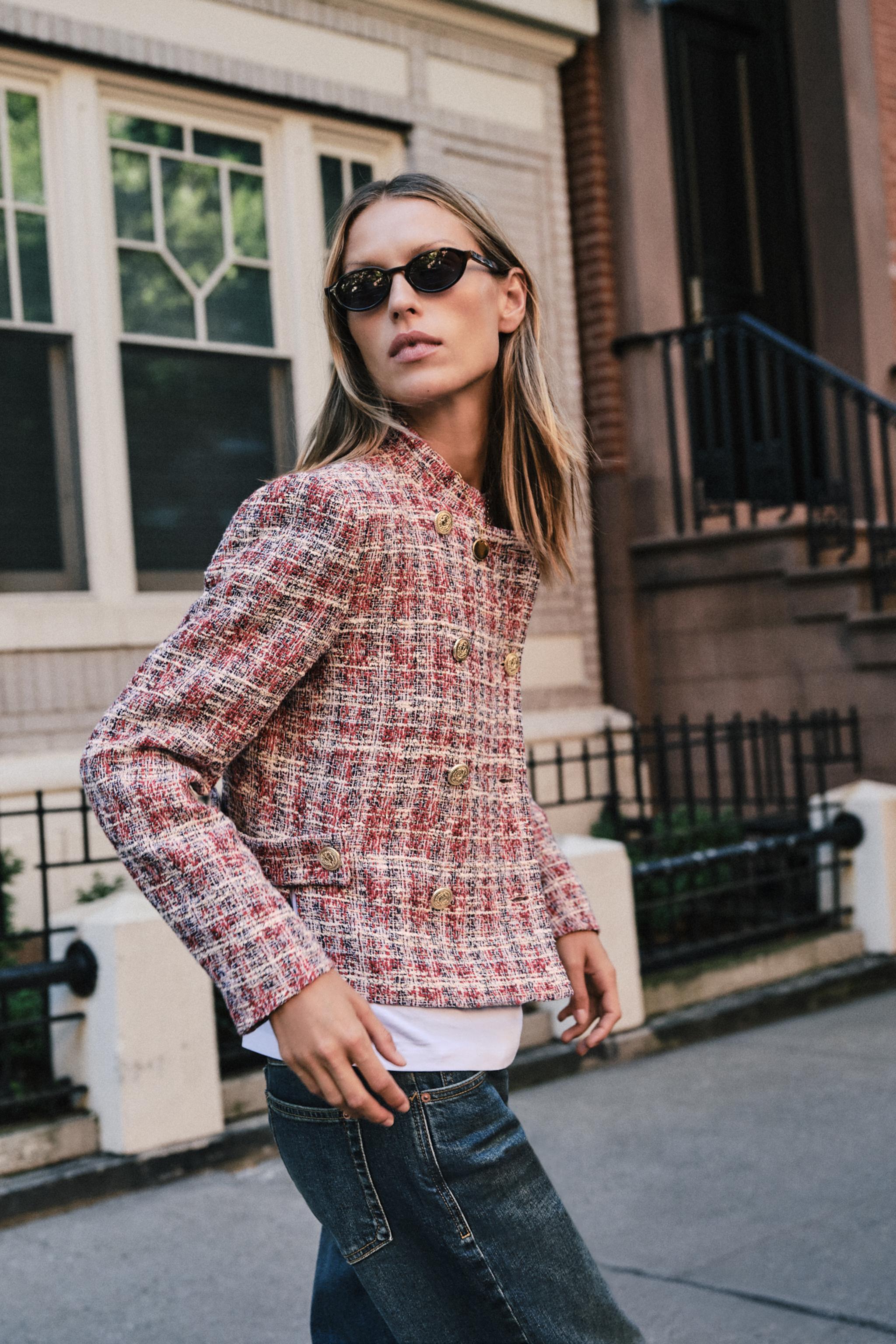 Zara Dokulu Crop Blazer görsel 4