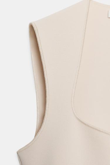 STRETCH SQUARE NECK BODYSUIT - Ecru by Zara - Image 6