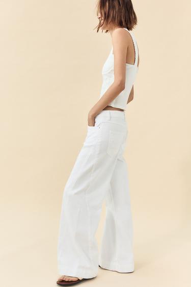 Z1975 WIDE-LEG MID-WAIST JEANS WITH SIDE SEAMS - White by Zara