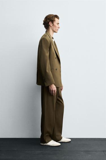 LIMITED EDITION SUIT TROUSERS WITH PLEATS - Dark olive by Zara - Image 3